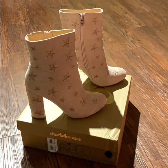 Blush Pink Faux Suede Star Booties Size 